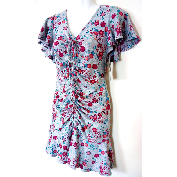 NWT JCP Disney Princess Grey Floral Ruched  Dress - Picture 3 of 9
